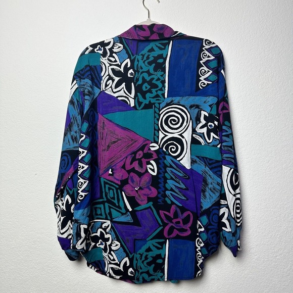 Jeri Marque Top Size 12 Blouse Longsleeve Button Up Bishop Peasant Sleeve Collar - Picture 5 of 12